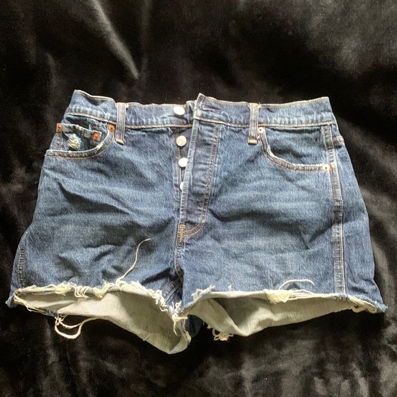 Short Distressed Jean Shorts (High Rise) - Picture 1 of 3